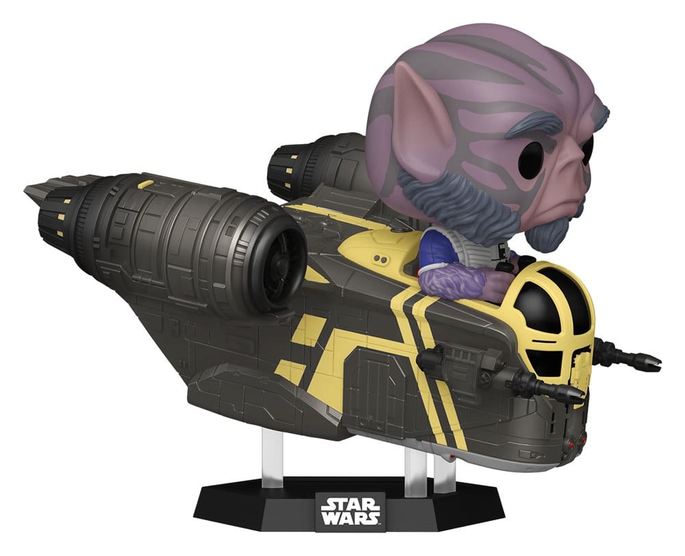 Funko Star Wars: The Mandalorian and Grogu POP! Rides Deluxe vinylová figurka Zeb Orrelios in the Razor Crest 9 cm