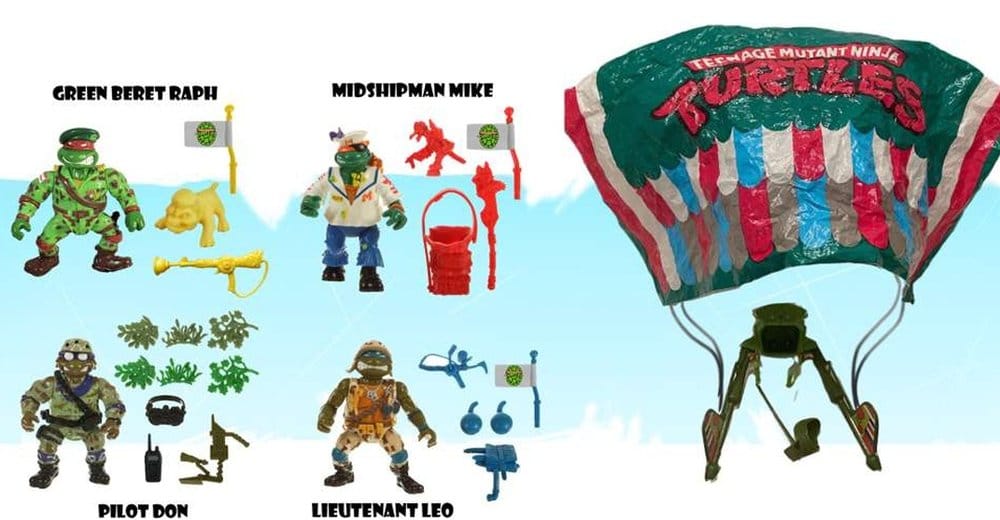 Playmates Teenage Mutant Ninja Turtles Classic akční figurky 4-Pack Sewer Heroes with Parachute