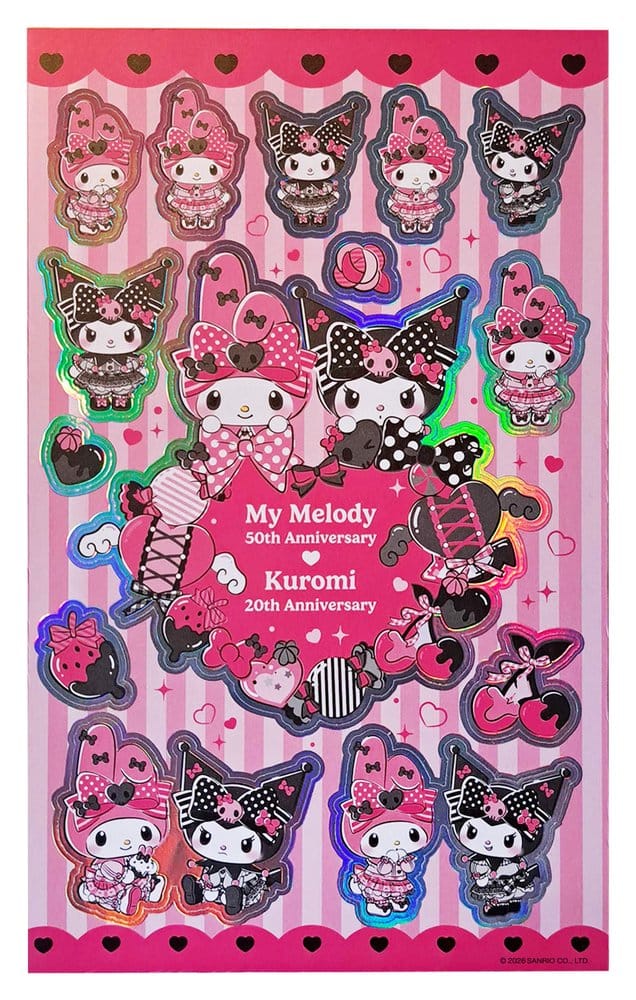 Sakami Merchandise Sanrio Pink Black Party Series Samolepky Kuromi & My Melody