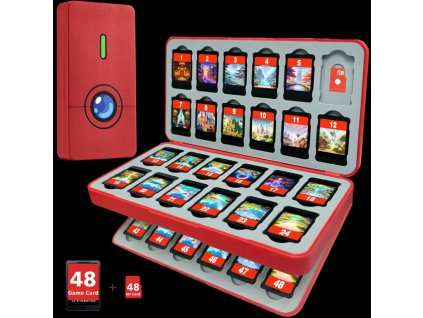 FUNLAB Switch Game Storage with 48 Card Slots Red