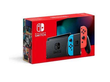 Nintendo Switch console with neon red&blue Joy-Con