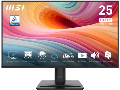 24.5" MSI PRO MP251 E2 / IPS, Full HD 1920 × 1080 (16:9), 120 Hz, antireflexní displej, 8 bit, 1 ms