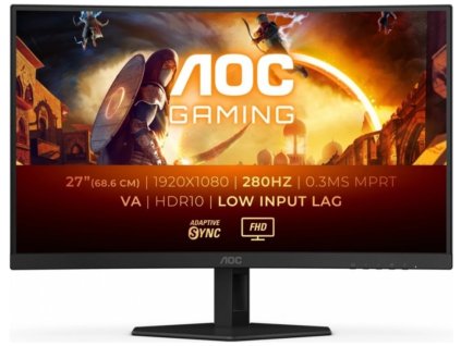 27" AOC C27G4ZXE Gaming /  VA, prohnutý, Full HD 1920 × 1080 (16:9), 280 Hz, antireflexní displej, 0,3 ms
