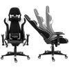 fotel gamingowy playmaker black white tkanina 10