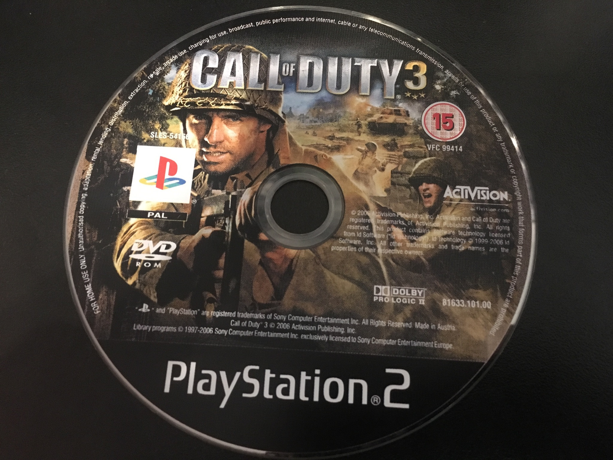 PS2 Call of duty 3 (pouze herní disk)