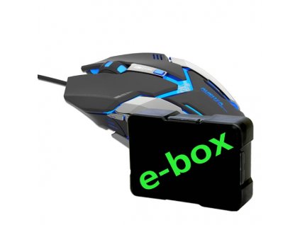 E-Blue Myš Auroza Gaming, 4000DPI, optická, 6tl., 1 kolečko, drátová USB, černá, herní, e-box