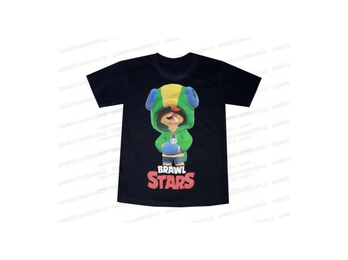Tričko Brawl Stars bavlna Leon černé