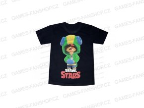 Tričko Brawl Stars bavlna Leon černé