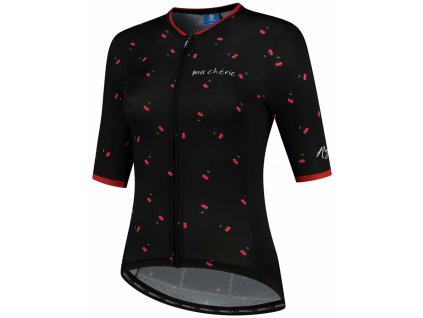 Luksusowa damska koszulka rowerowa Rogelli FRUITY z krótkim rękawem czarno-czerwona 010.065
