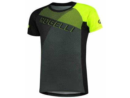 Volný cyklistický MTB dres Rogelli ADVENTURE 2.0 s krátkým rukávem a boční kapsou, černo-šedo-reflexní žlutý 060.112 (Oblečení XXXL)