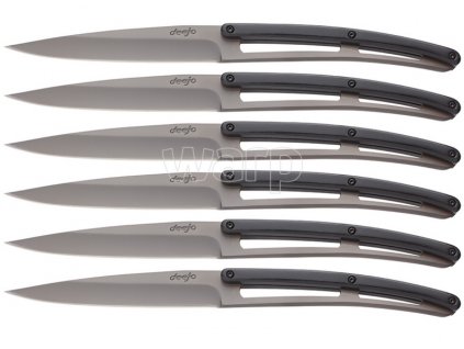 Sada 6 steakových nožů Deejo 2YP001 černý ABS