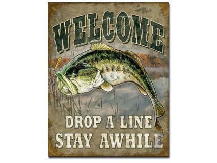 plechova cedule welcome bass fishing