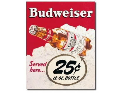 plechova cedule budweiser 25 cent