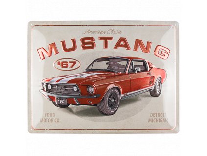 Plechová cedule  Ford Mustang GT 1967 Red - Metallic Edition 30 cm x 40 cm