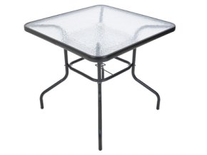 Zahradní stůl ZWMT 80x80 cm kovový se skleněnou deskou