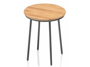 p gentle 0107634 7800 beistelltisch dm 40cm mit teak platte anthrazit matt object