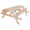 PIKNIK zahradní set dřevěný SE SKLOPNÝMI LAVIČKAMI - 180 cm - přírodní