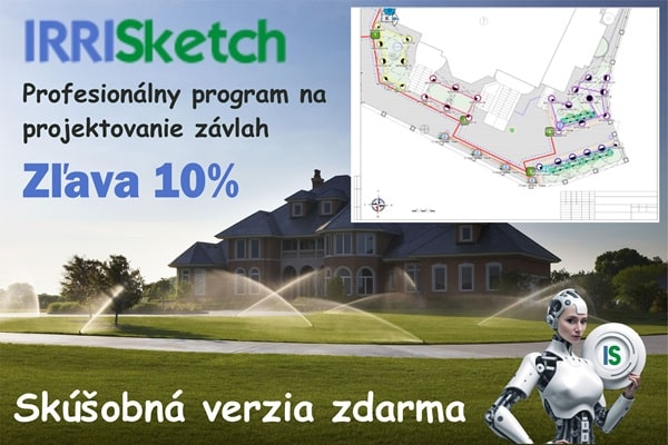 Reklamný banner na profesionálny softvér IRRISKETCH na projektovanie závlah.