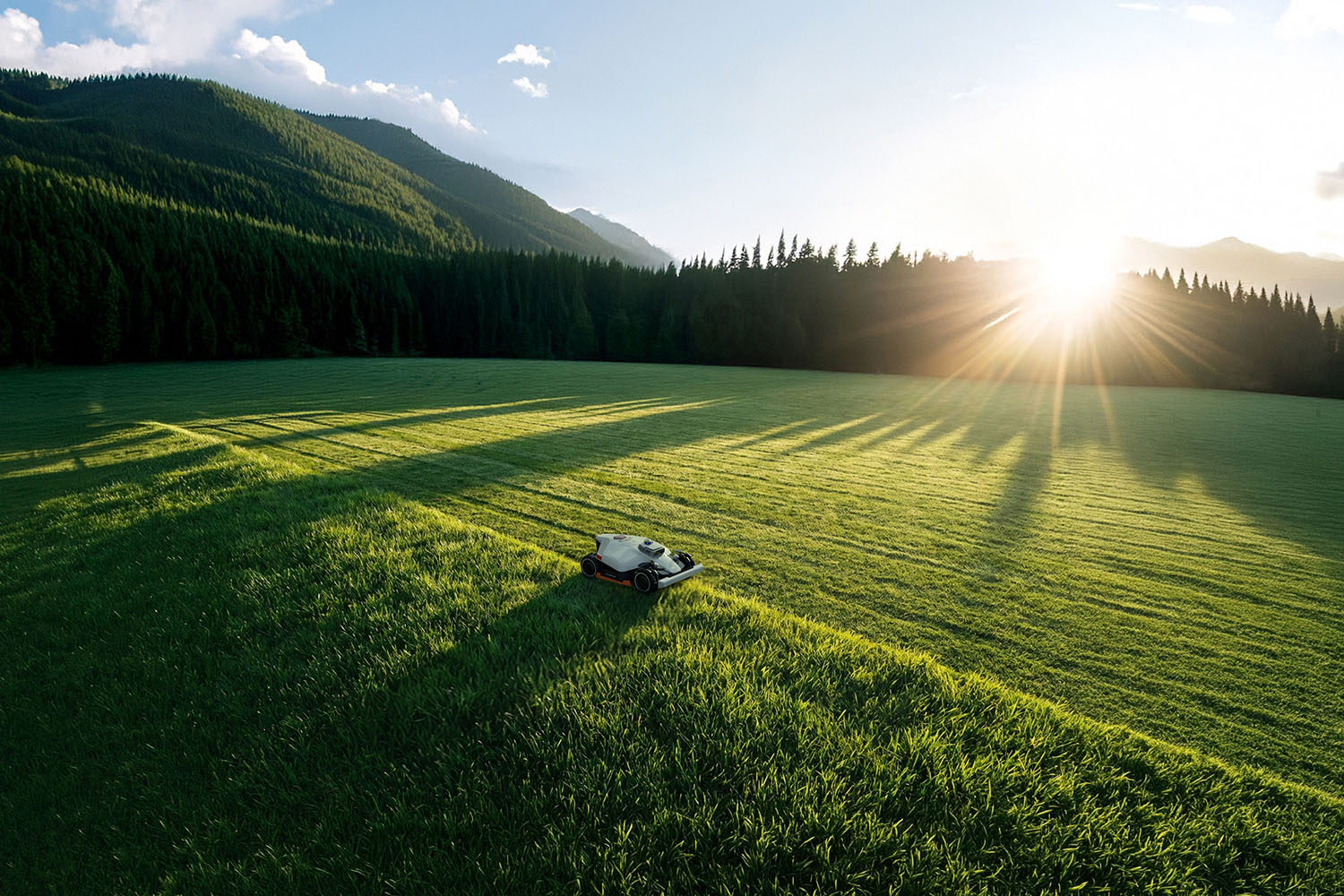 Mammotion LUBA 3 AWD 1500 pri presnom kosení s technológiou Net RTK