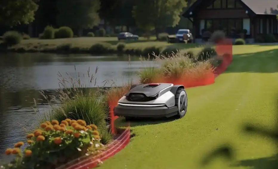 Roborock RockMow S115 robotická kosačka pri kosení okrajov