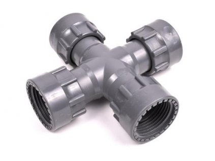 Rain PVC holendrový kríž 1" F × F × F × F PN12 – 4-cestné spojenie pod uhlom 90°
