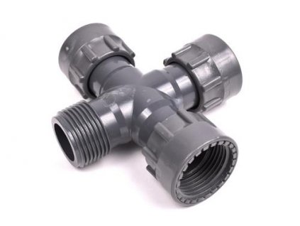 Rain PVC holendrový kríž 1" M × F × F × F PN12 – 4‑cestné spojenie pod uhlom 90°