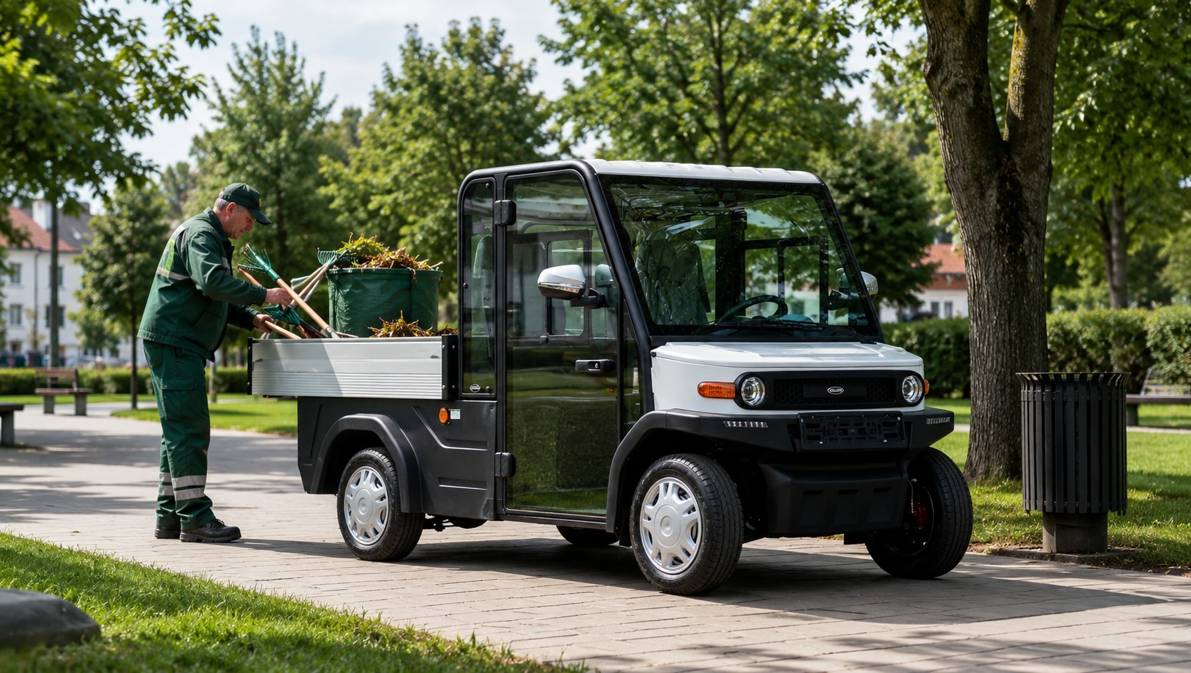 Pracovní elektromobil SELVO S2.DCH pro obec a technické služby při údržbě veřejného prostoru