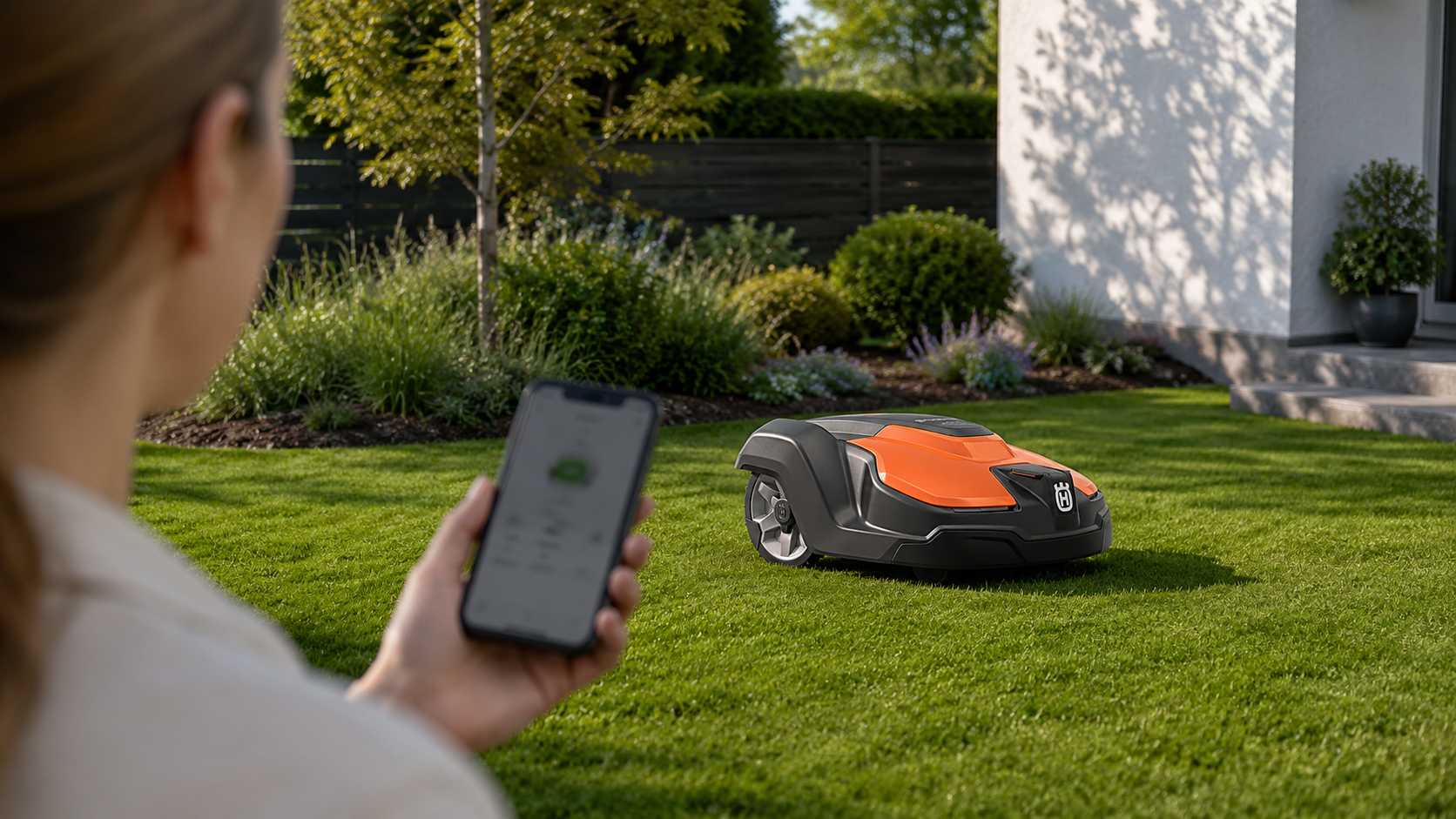 Ovládání robotické sekačky přes mobilní aplikaci na zahradě