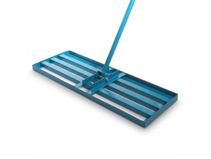 Nivelační hrábě na vyrovnání trávníku modré 91 x 25 cm s násadou 184 cm