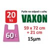 Pytle na odpadky Vaxon 60 l – 20 ks, 15 µm, s uchy, fialové