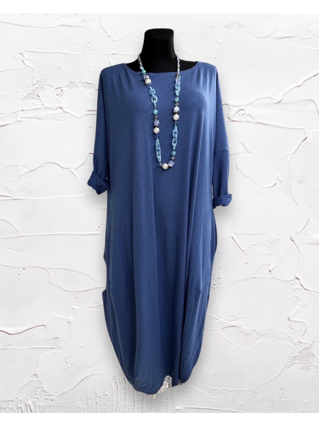 Taffi Jajko šaty dlouhé angora - modrá