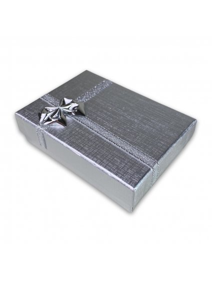 Dárková krabička stříbrné barvy s mašličkou