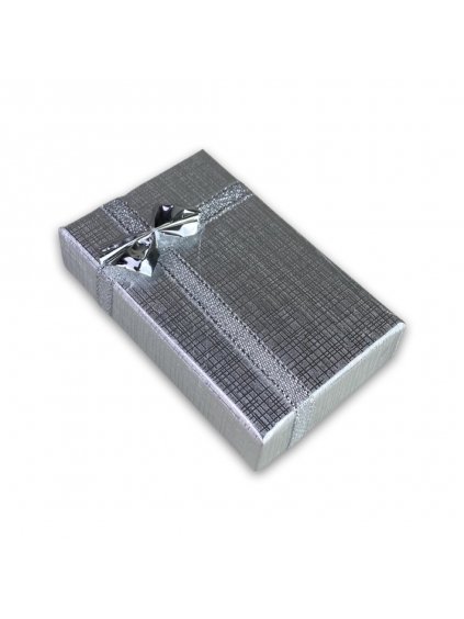 Malá dárková obdélníková krabička stříbrné barvy s mašličkou