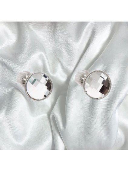 Stříbrné náušnice pecka s krystalem Swarovski - bílé