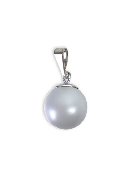 Stříbrný přívěsek se Swarovski kulatou perlou - světle šedý