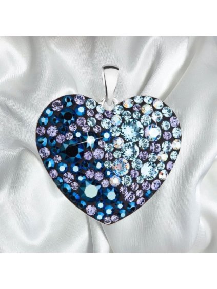 Stříbrný přívěsek s krystaly Swarovski - modré srdce