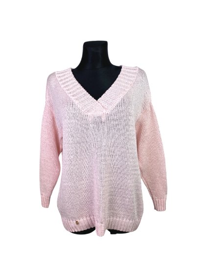 Madame Sue Jarní přízový svetřík Véčko - Baby pink