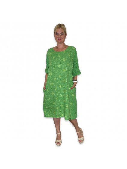 Lněné šaty Puro Lino - zelené