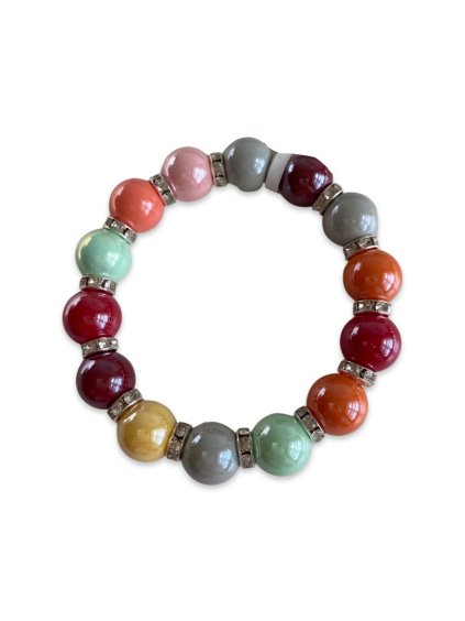 Náramek na pružince z perleťových multicolor korálků