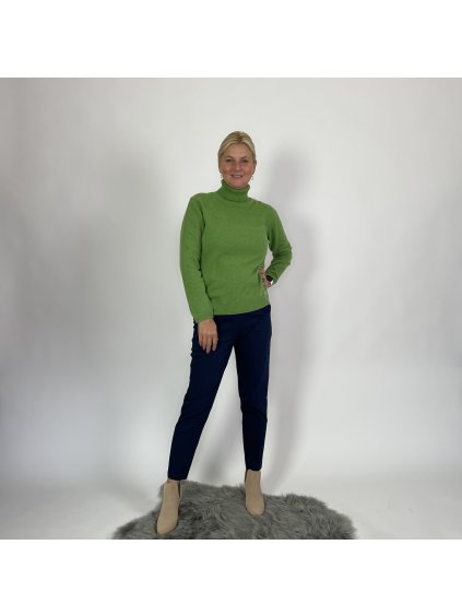 Madame Sue Dámský kašmírový svetr s rolákem - zelený