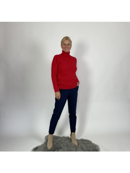 Madame Sue Dámský kašmírový svetr s rolákem - červený