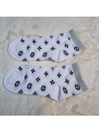 Dámské ponožky se stříbrnou nitkou - bílé