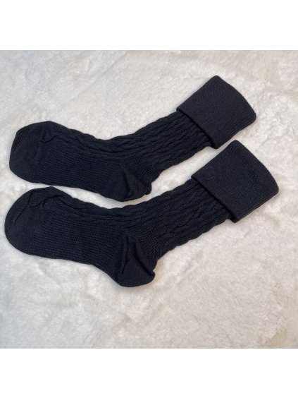 Ponožky  s copánkovým vzorem - černé