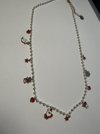 Vánoční řetízek s perličkami zlatá