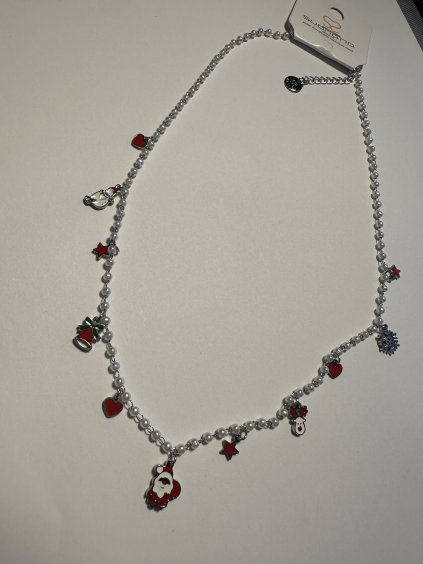 Vánoční řetízek s perličkami stříbrná