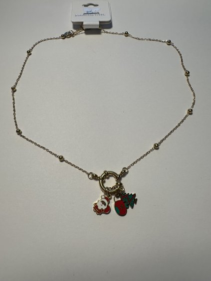 Vánoční řetízek s karabinkou zlatá