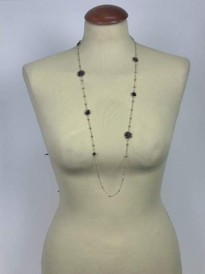 Dlouhý náhrdelník romantic - fialová