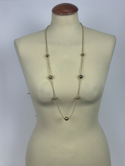 Dlouhý kuličkový náhrdelník ocel - zlatá