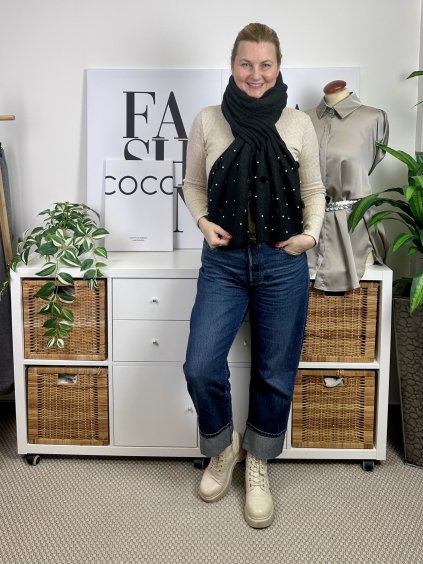 Šála s perličkama 1815 - černá