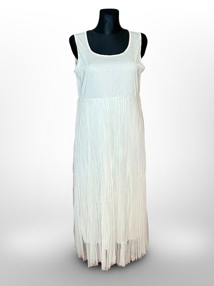 SPODNIČKOVÉ ŠATY S TYLOVOU SUKNÍ Q01 - SVĚTLÁ BÉŽ